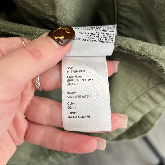 $525 R13 Olive Green Vintage Wash Military Shrunken Army Cotton Jacket sz Small - Picture 10 of 11